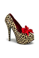 scarpe leopardata fiocco in raso